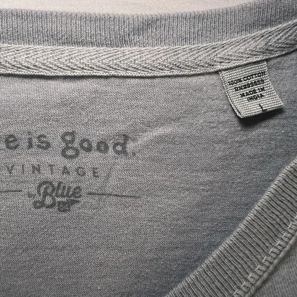 Texas Tech Life Is Good T-shirt Size L Gray Faded Vintage Wash Long Sleeve Tee